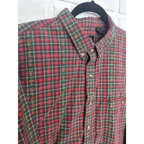 Vintage Casbah Button Up Shirt Long Sleeve Mens XL Red Green Plaid Rare - Picture 1 of 8